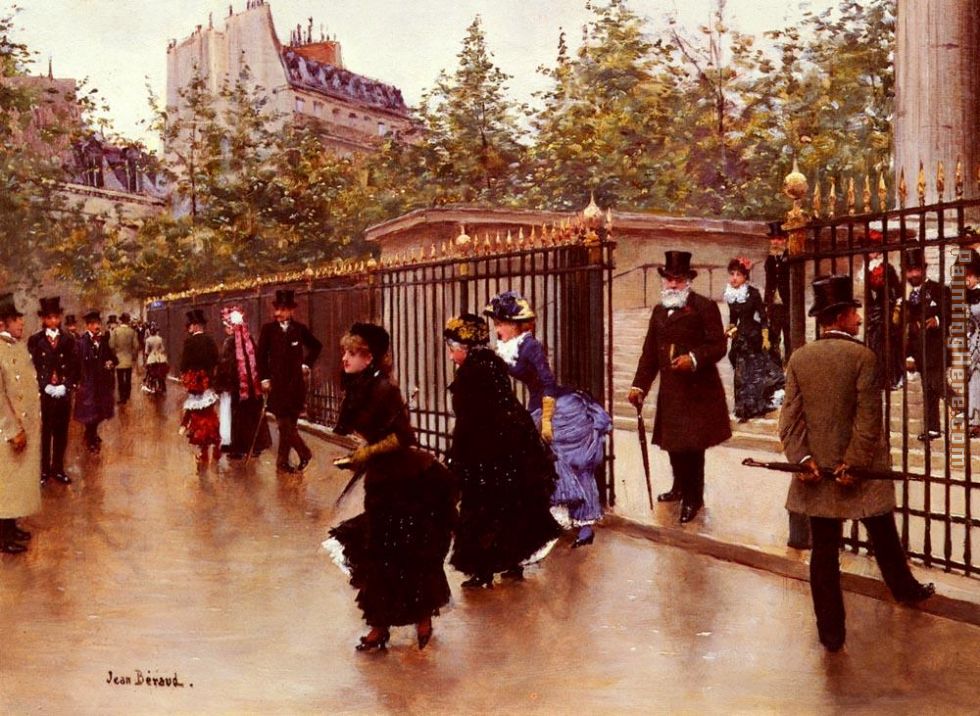 Leaving La Madeleine Paris painting - Jean Beraud Leaving La Madeleine Paris art painting